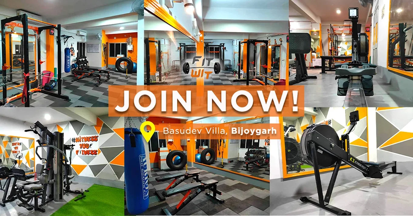 Inside Fit-Wit Fitness Studio — rig, boxing bag, rowers and free weight area